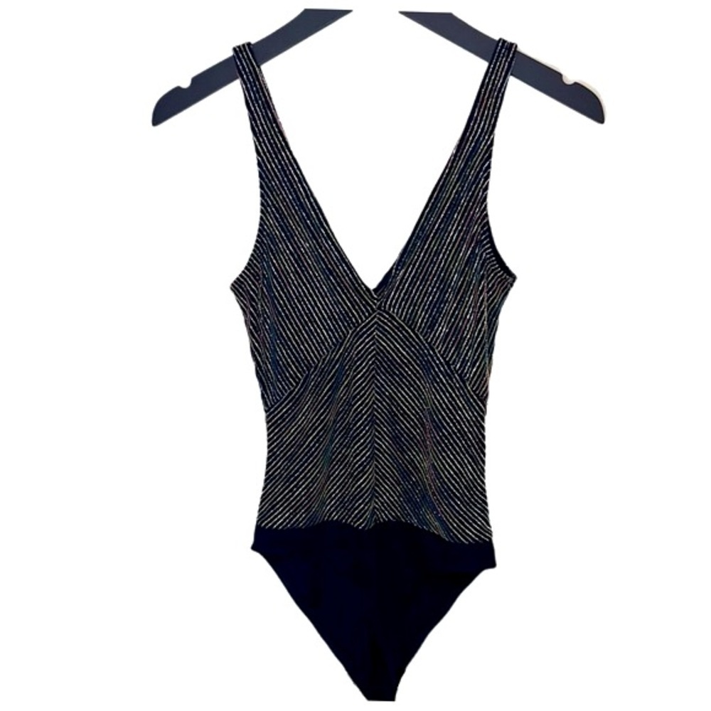 Zara Sparkly Glitter Multicolor Stripe Bodysuit